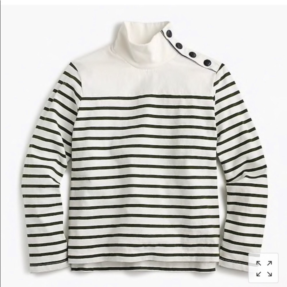 JCrew Mock Turtleneck Cream and Green sz M